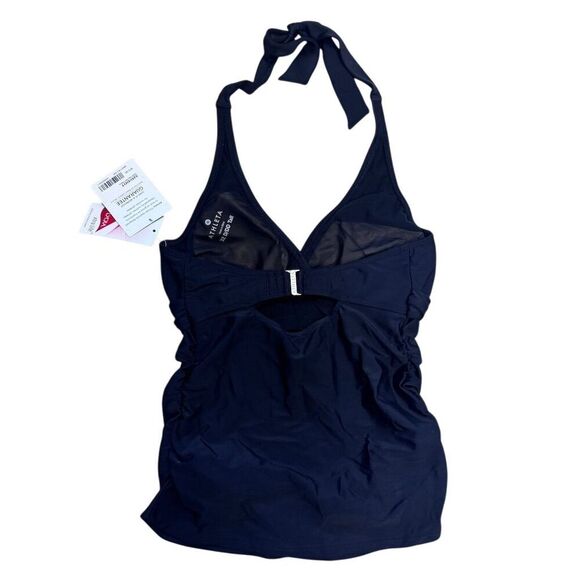 NWT Athleta Women's Halter Tankini Swim Top Black Size 32 Tall D Cup - Picture 2 of 4